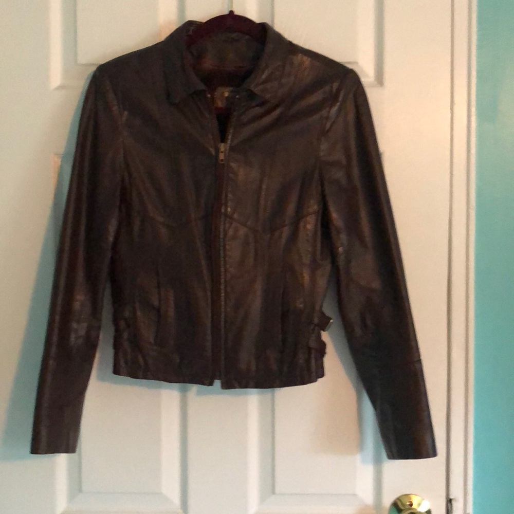 Genuine Leather Maroon Jacket. Size 10 Juniors